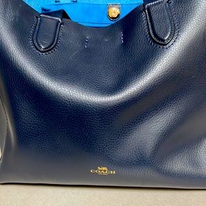 Navy blue leather Derby tote